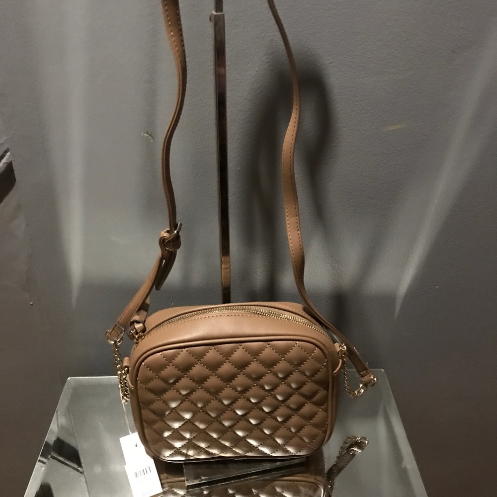 Taupe quilted crossbody bag
